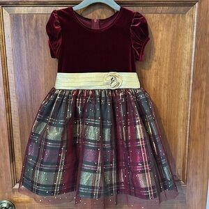 Bonnie Jean Cranberry and Gold Holiday Party Dress